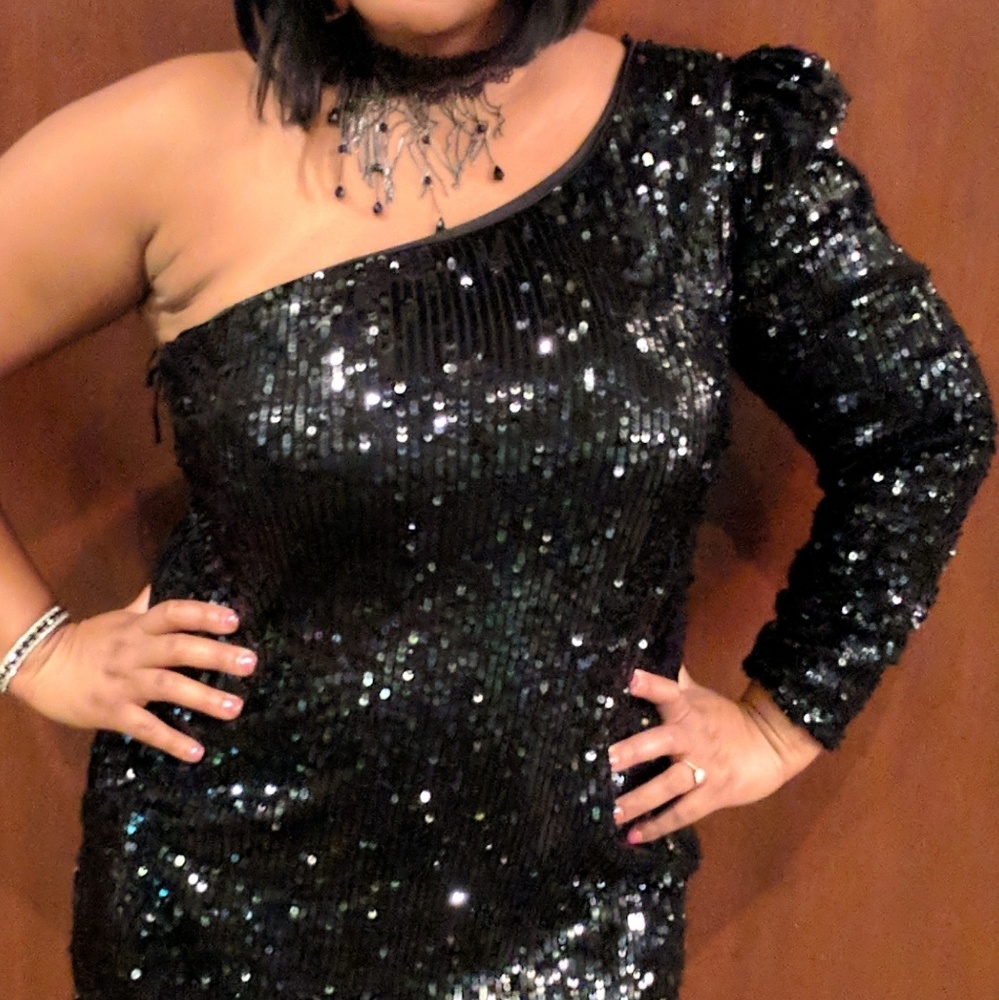 Black sequin dress from Express